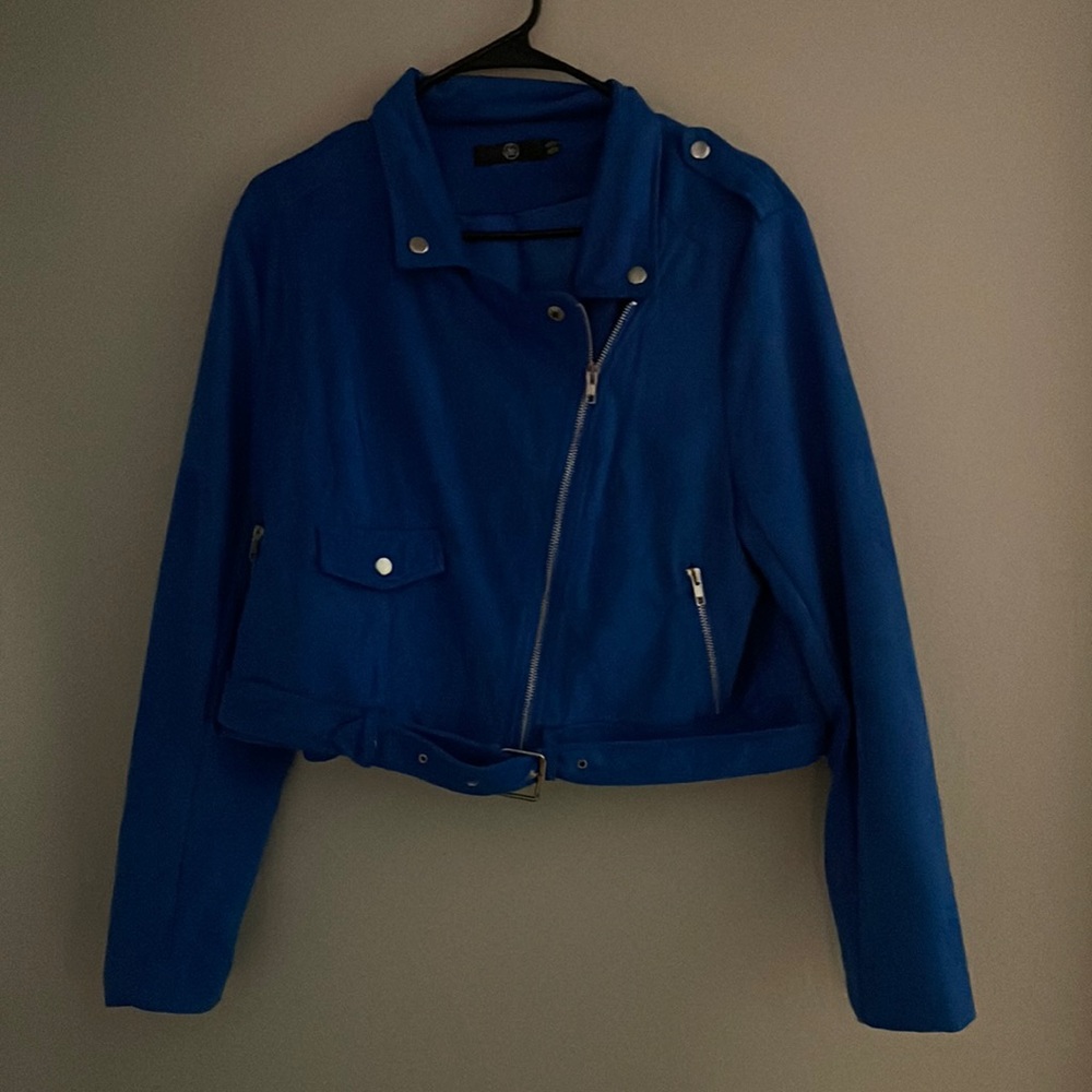 Missguided blue suede jacket